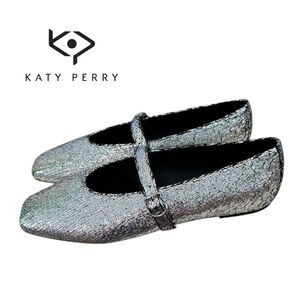 New Katy Perry Collections Evie Mary Jane Silver Women’s Shoes 11
